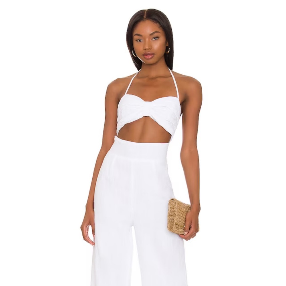 Revolve white linen jumpsuit in white